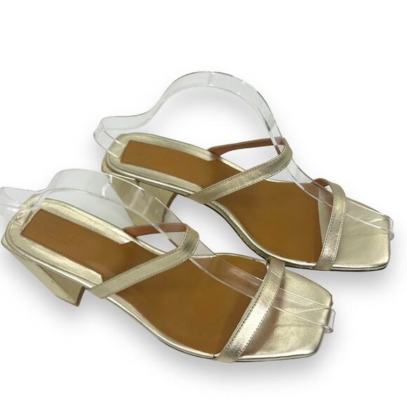Jaggar X Revolve Square Heel in metallic Gold Size 40 Us Size 9 Strappy Sandals - Picture 4 of 16